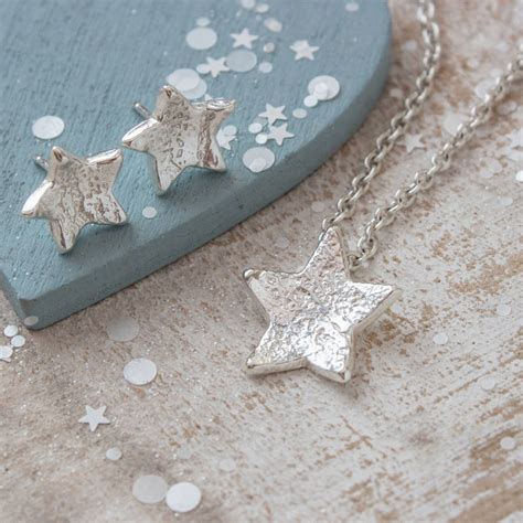 Textured Small Silver Star Necklace By Green River Studio