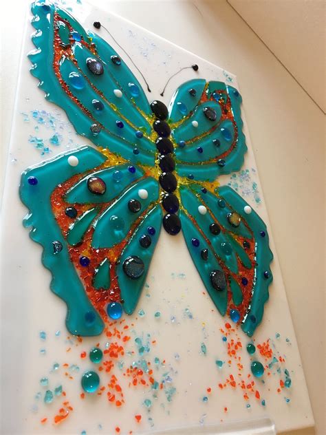 Glorious Fused Glass Butterfly By Glowormglass On Etsy Glass Butterfly Fused Glass Wall Art