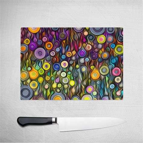 Original Abstract Art On Glass Cutting Board A Color Adventure