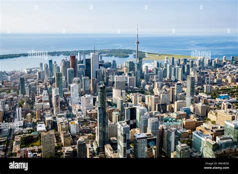 An Aerial View Of Downtown Toronto Skyline From The North Looking South