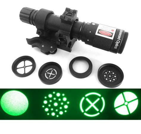 Multi 4 Reticle Adjustable Green Laser Flashlight Designator Rifle