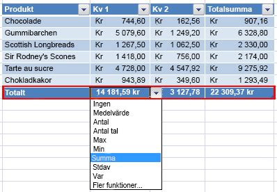 Översikt över Excel tabeller Excel
