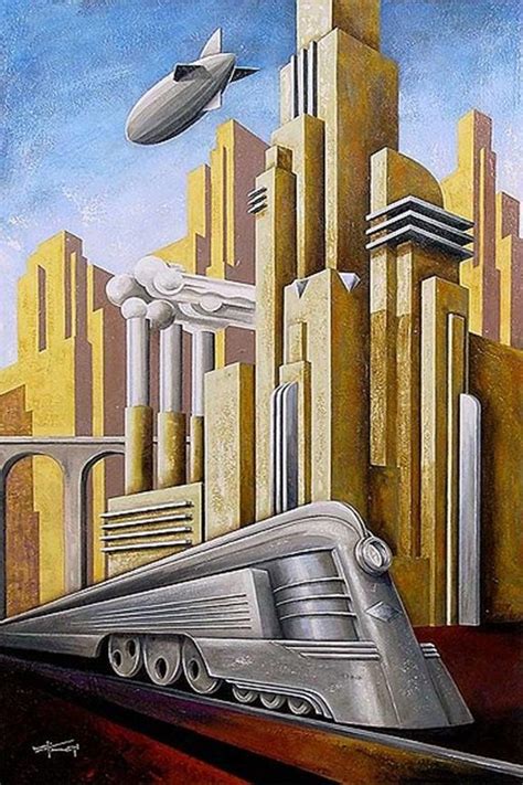Downtown Supernova Futuristic Art By Kungl Retrofuturism Art Deco