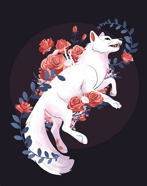 White Flower Wolf By Sophieeves90 Redbubble