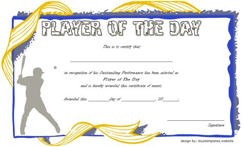 Cricket Player Of The Day Certificate Template Free Sports Award