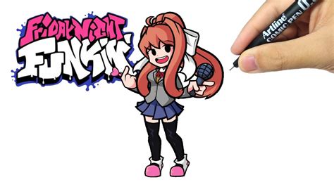 How To Draw Monika Fnf How To Draw Monika Easy How To Draw Friday Night Funkin Characters