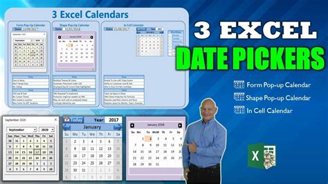 How To Add 3 Different Date Picker Calendars In Microsoft Excel Free