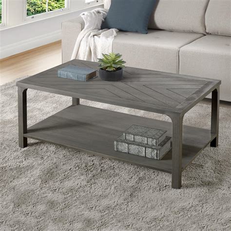 42 Solid Wood Chevron Coffee Table Grey