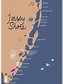an illustrated map of jersey shore, with the names and attractions on ...