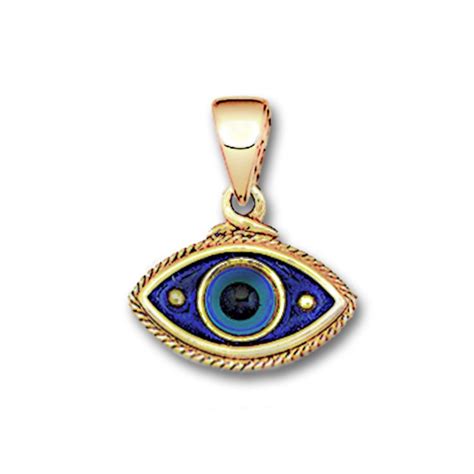 Evil Eye Amulet 14K Solid Gold Hot Enamel Charm Pendant