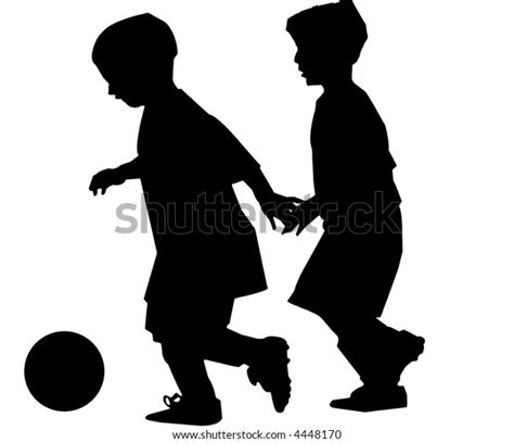 Two Boys Playing Soccer Silhouettes Stock Vector Royalty Free 4448170