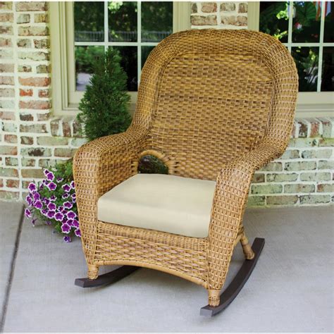 The thick padded cushion, backrest, and headrest offer optimal comfort. Tortuga Outdoor Sea Pines Mojave Wicker Outdoor Rocking ...