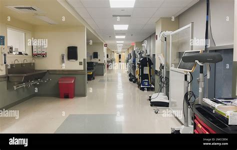 Hospital Hallways and operating OR room empty halls machines Stock