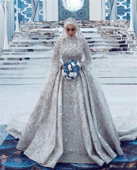 2019 Luxe Musulman Robes De Mariée Col Haut Une Ligne High Neck Wedding Dress Wedding Dresses