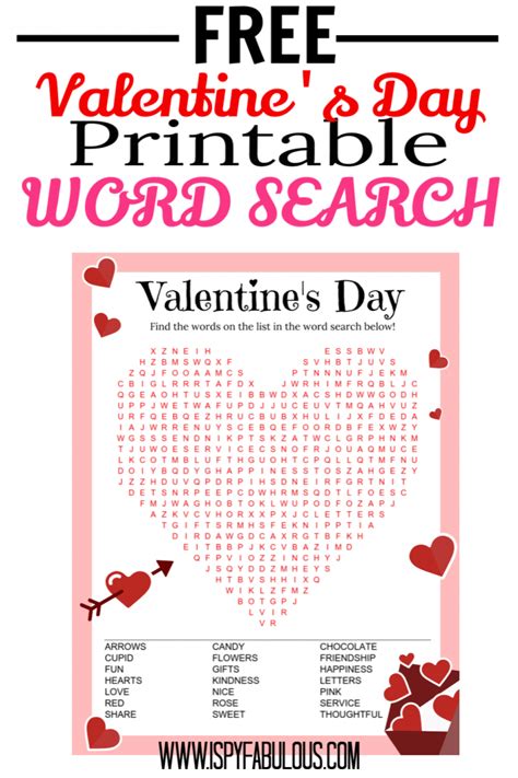 Adorable Valentines Day Word Search Printable I Spy Fabulous