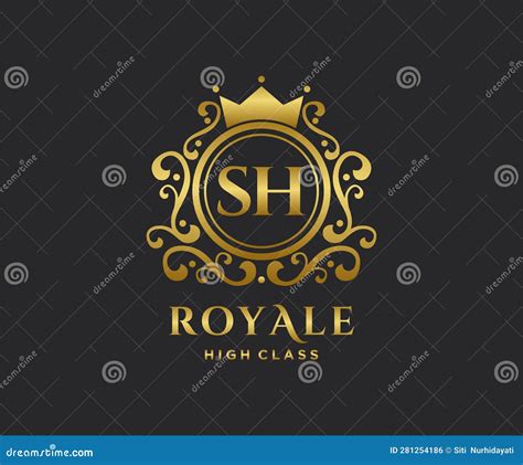 Golden Letter Sh Template Logo Luxury Gold Letter With Crown Monogram