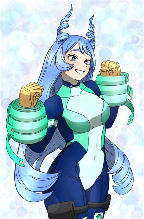 An Anime Character With Long Blue Hair Holding Two Cups And One Hand On