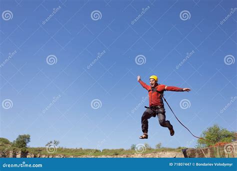 Jump Off The Cliff With A Rope Stock Image Image Of Rope Height