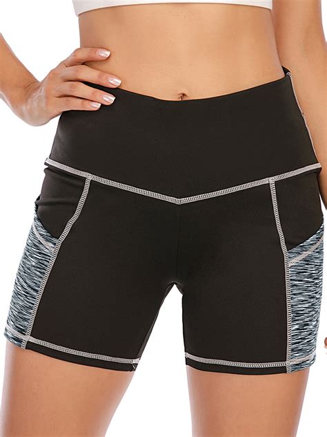 lelinta high waist tummy control workout yoga shorts side pockets for women compression running