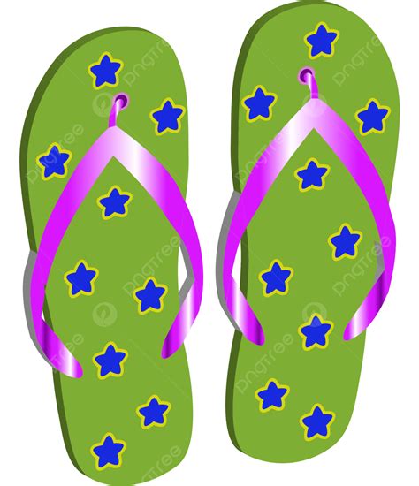 Colorful Flip Flops Green Cute Beach Slippers Vector Flipflops