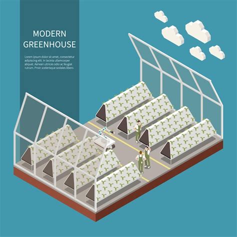 Premium Vector Modern Greenhouse Complex Isometric Concept With