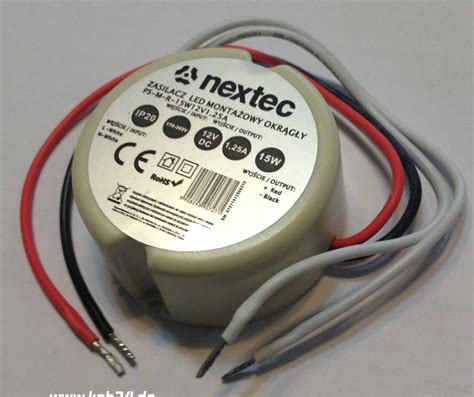 Nextec Led Netzteil Led Trafo 12v Dc Gleichstrom125a 15w Rund