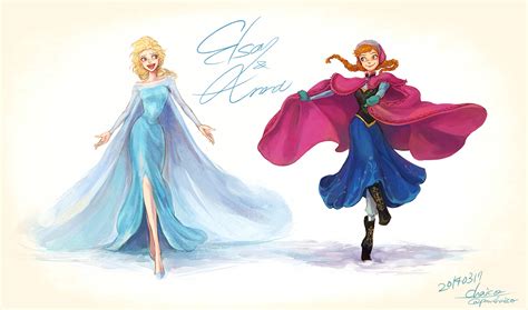 Elsa And Anna By Chacckco Disney Fan Art