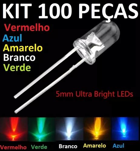 Led 5mm Alto Brilho Kit 100pcs 5 Cores Arduino Pic Automação MercadoLivre