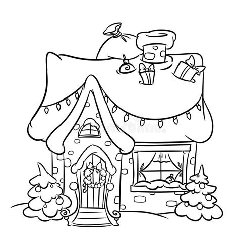 A Christmas House Coloring Page Raventecohen