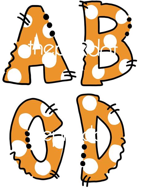 Uppercase Orange Alphabet Set Hand Drawn Digital Download Etsy