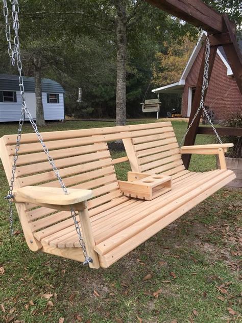 6 Ft Cypress Porch Swing With Flip Down Console Cup Holders Etsy
