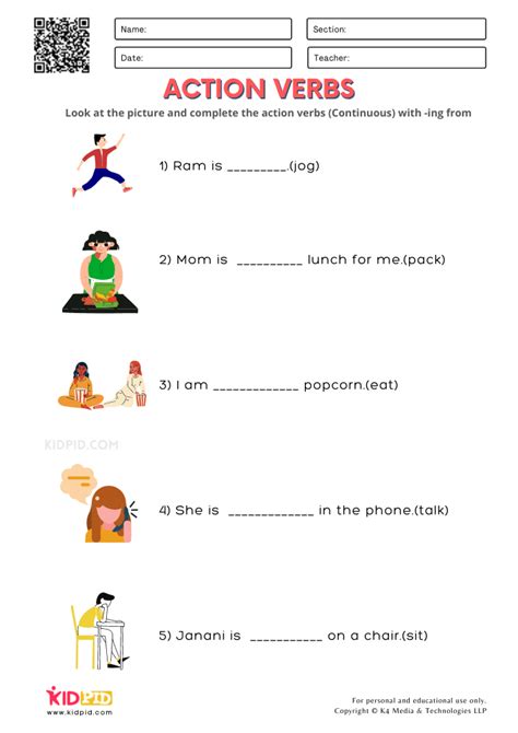 Action Verbs Worksheets For Grade 1 Rel 1 Your Home Teacher Action