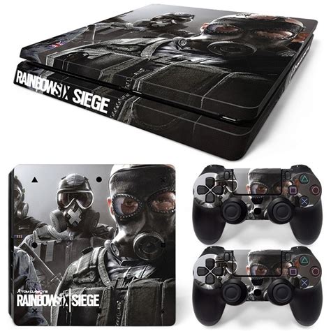 Set Folii Protectie Consola Pentru PS4 Slim Si Pentru 2 Controllere Cu Rainbow Six Siege