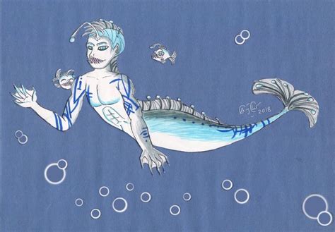Mermay Day 8 Mermay Mermay2018 Art Mermaid Anglerfish Blue