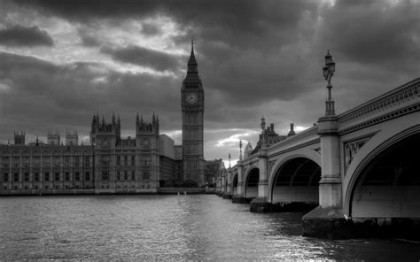 Hintergrundbilder London Brücke Big Ben Schwarz Weiss