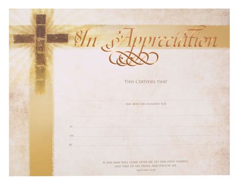 Certificate Appreciation Bronze Foil Embossing Matthew 1624 Koorong