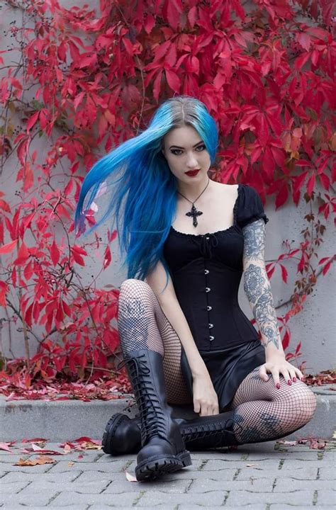 Cenobite Goth Blue Hair Gothic Outfits Hot Goth Girls Gothic Girls