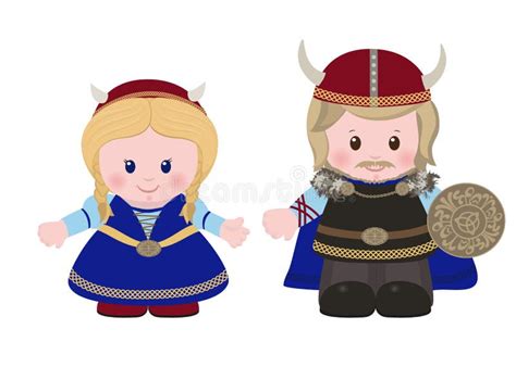 Vikings Man And Woman In Ancient Scandinavian Clothing Stock