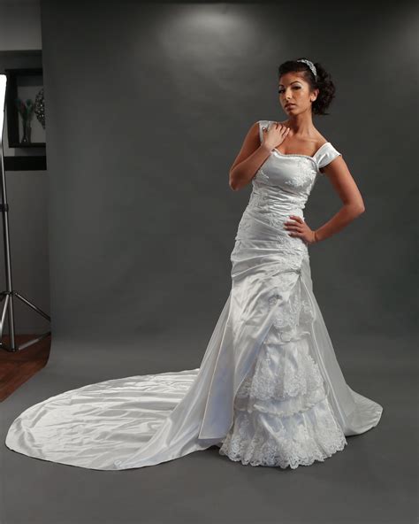 Melanie Spanish Style Wedding Dress In Satin And Hand Embroidered