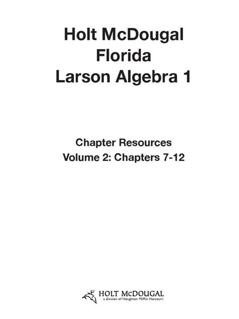 Holt Mcdougal Florida Larson Algebra 1 Pdf Pdf Quadratic Equation