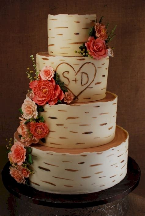 Birch Wood Grain Wedding Cake