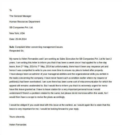 Complaint Letter To Human Resources Collection Letter Template Collection