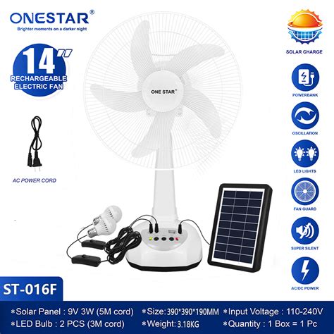 Nss Solar Electric Fan Rechargeable Fan 12 14solar Fan With Panel