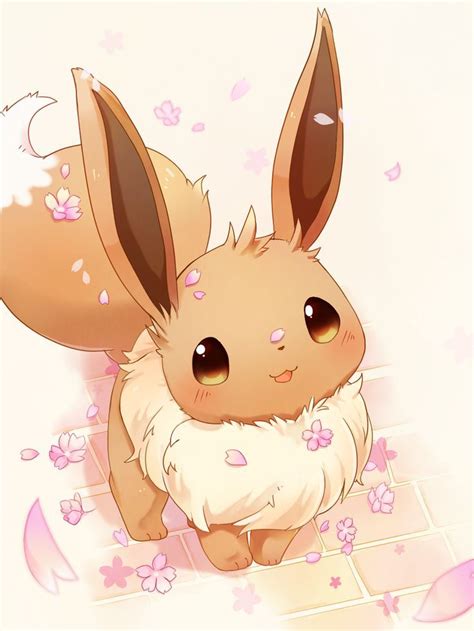 Pokémon Eevee Illustration Description Look At The Flowers Pokemon