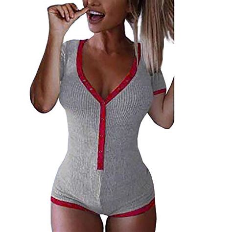 Roselux Women S Sexy Deep V Neck Shorts Long Sleeve Knitted One Piece