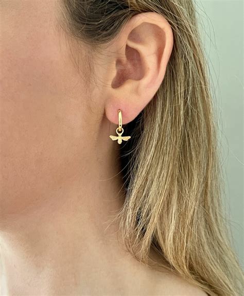 Gold Bee Huggie Earrings Gold Vermeil Flutterby Jewellery