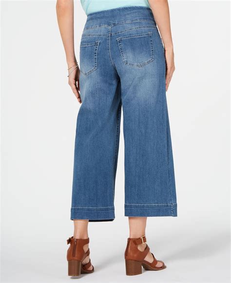 Lyst Style And Co Cropped Wide Leg Pull On Jeans Created For Macys In Blue
