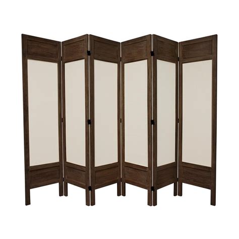 Shop Oriental Furniture 6 Panel Burnt Brown Wood And Fabric Folding