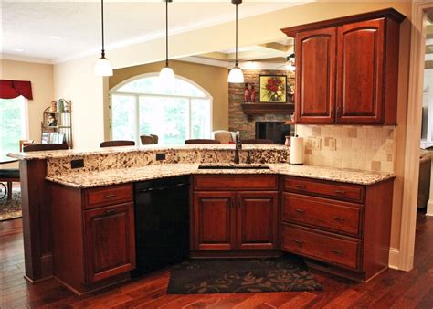 Custom Home Kitchen Stained Wood Cabinetry Dining Room Pass Through