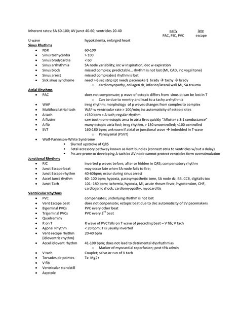 Cardiac Rhythm Cheat Sheet Printable Ekgcheatsheet